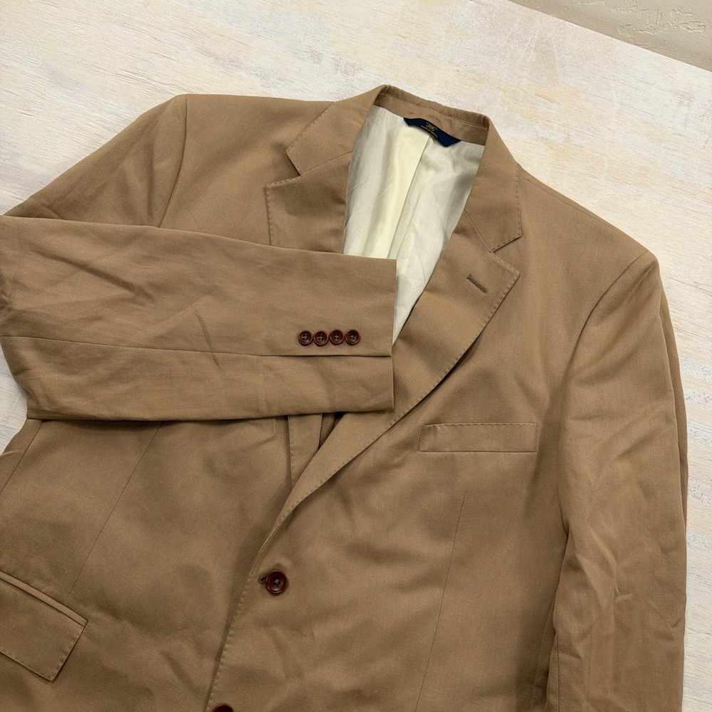 Brooks Brothers Blazer 346 Regent Fit 46R Linen Cotton Sport Coat Tan Mens